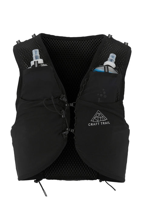 PRO Hydration Vest by Craft in black, lightweight running vest with hydration bottles for easy water access during training and running