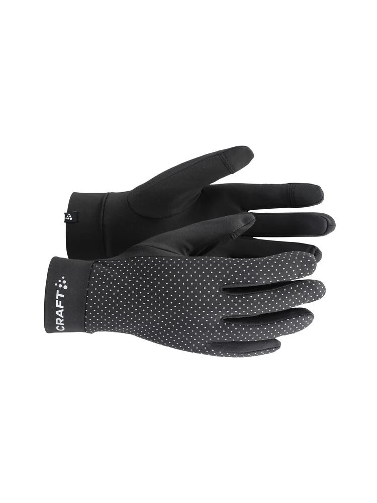Lumen Fleece Glove 2 by Craft in black with reflective details, soft jersey fabric for intense cold weather running