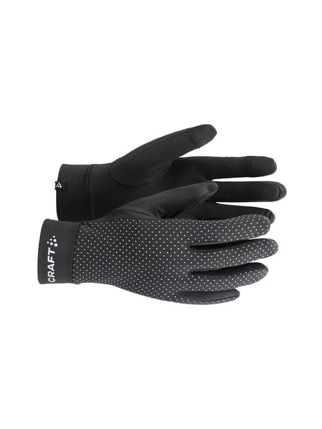 Lumen Fleece Glove 2 by Craft in black with reflective details, soft jersey fabric for intense cold weather running