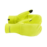 Lumen Fleece Hybrid Glove 2 by Craft in bright yellow with reflective details, soft jersey fabric, 2-in-1 design for cold running