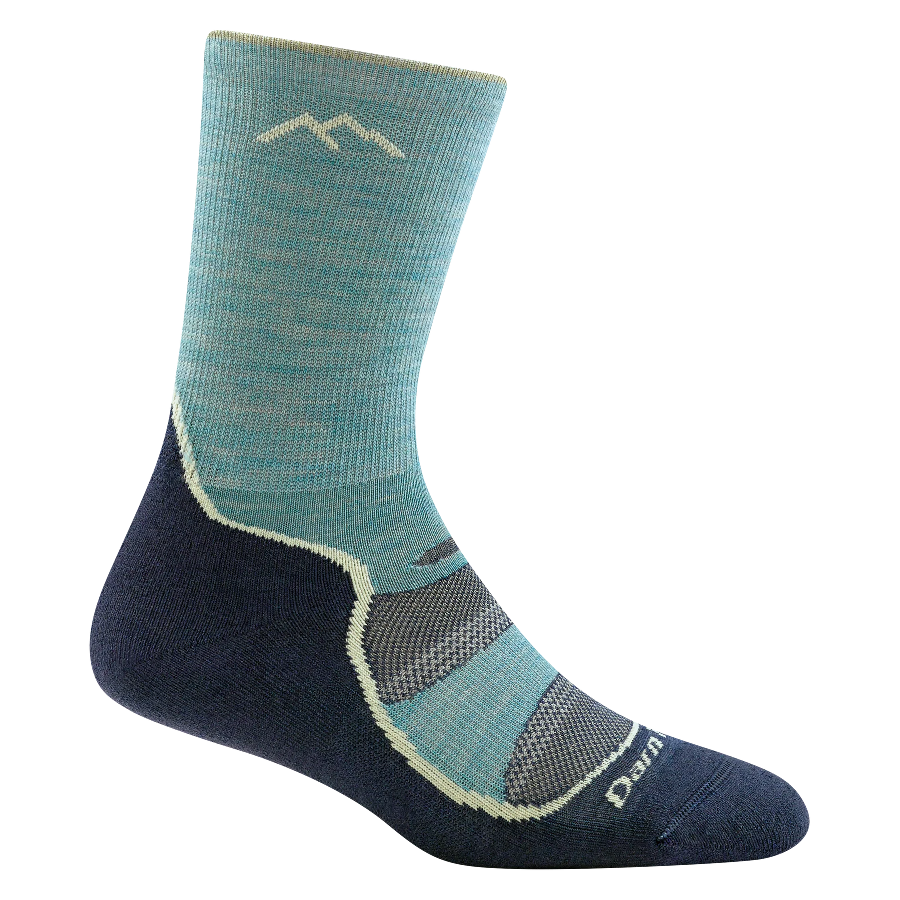 Light Hiker Micro Crew Lightweight Hiking Sock - Women by Darn Tough in blue and navy with breathable mesh panels for hiking comfort