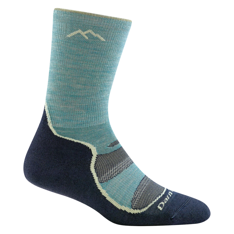 Light Hiker Micro Crew Lightweight Hiking Sock - Women by Darn Tough in blue and navy with breathable mesh panels for hiking comfort