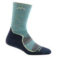 Light Hiker Micro Crew Lightweight Hiking Sock - Women by Darn Tough in blue and navy with breathable mesh panels for hiking comfort