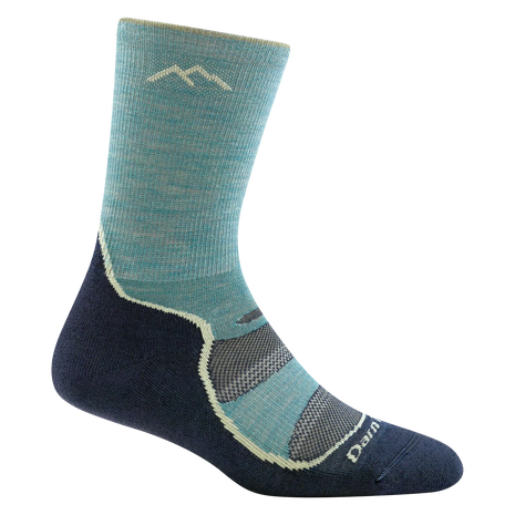 Light Hiker Micro Crew Lightweight Hiking Sock - Women by Darn Tough in blue and navy with breathable mesh panels for hiking comfort