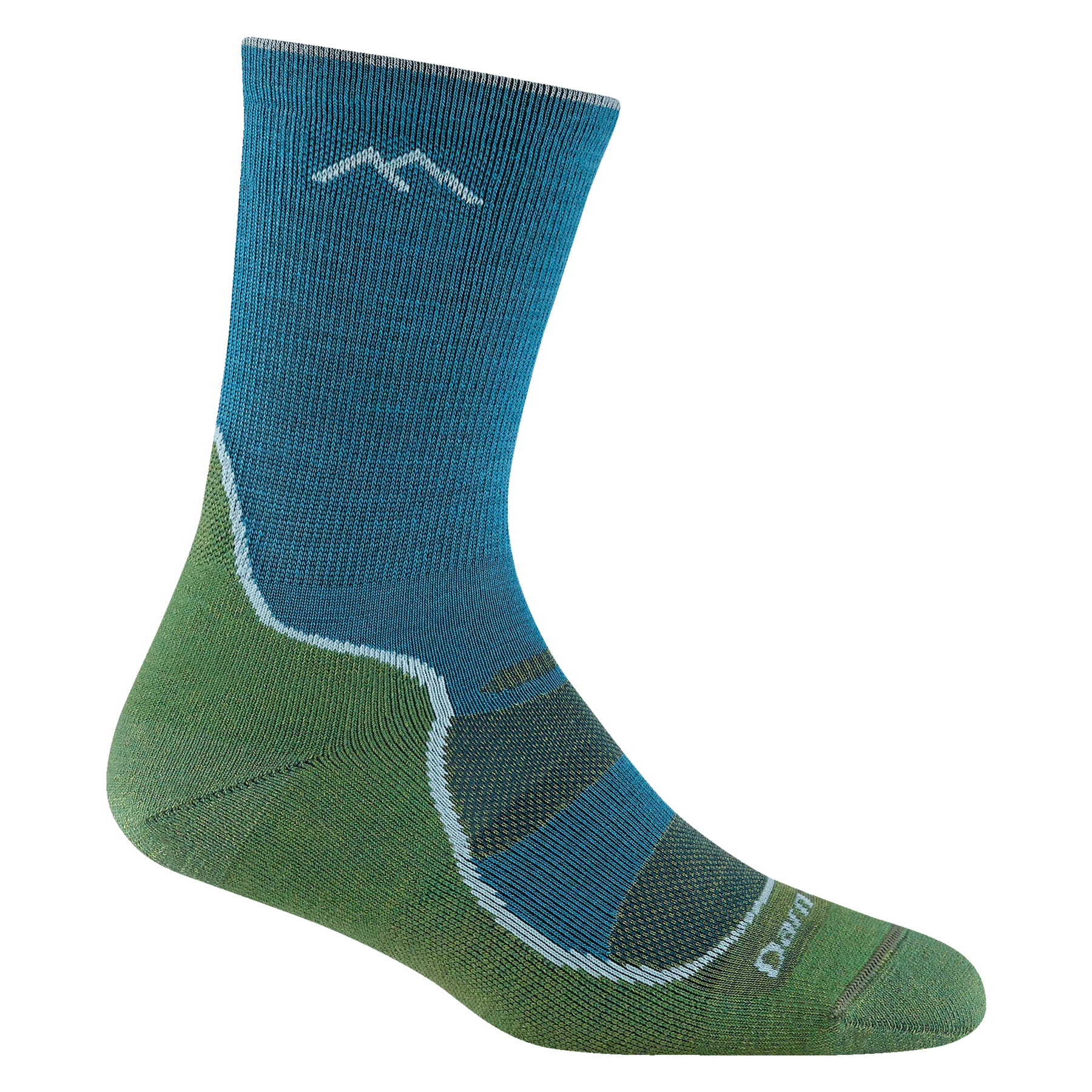 Light Hiker Micro Crew Lightweight Hiking Sock - Women by Darn Tough in blue and green with breathable mesh and smooth ribbing for hiking comfort