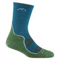 Light Hiker Micro Crew Lightweight Hiking Sock - Women by Darn Tough in blue and green with breathable mesh and smooth ribbing for hiking comfort