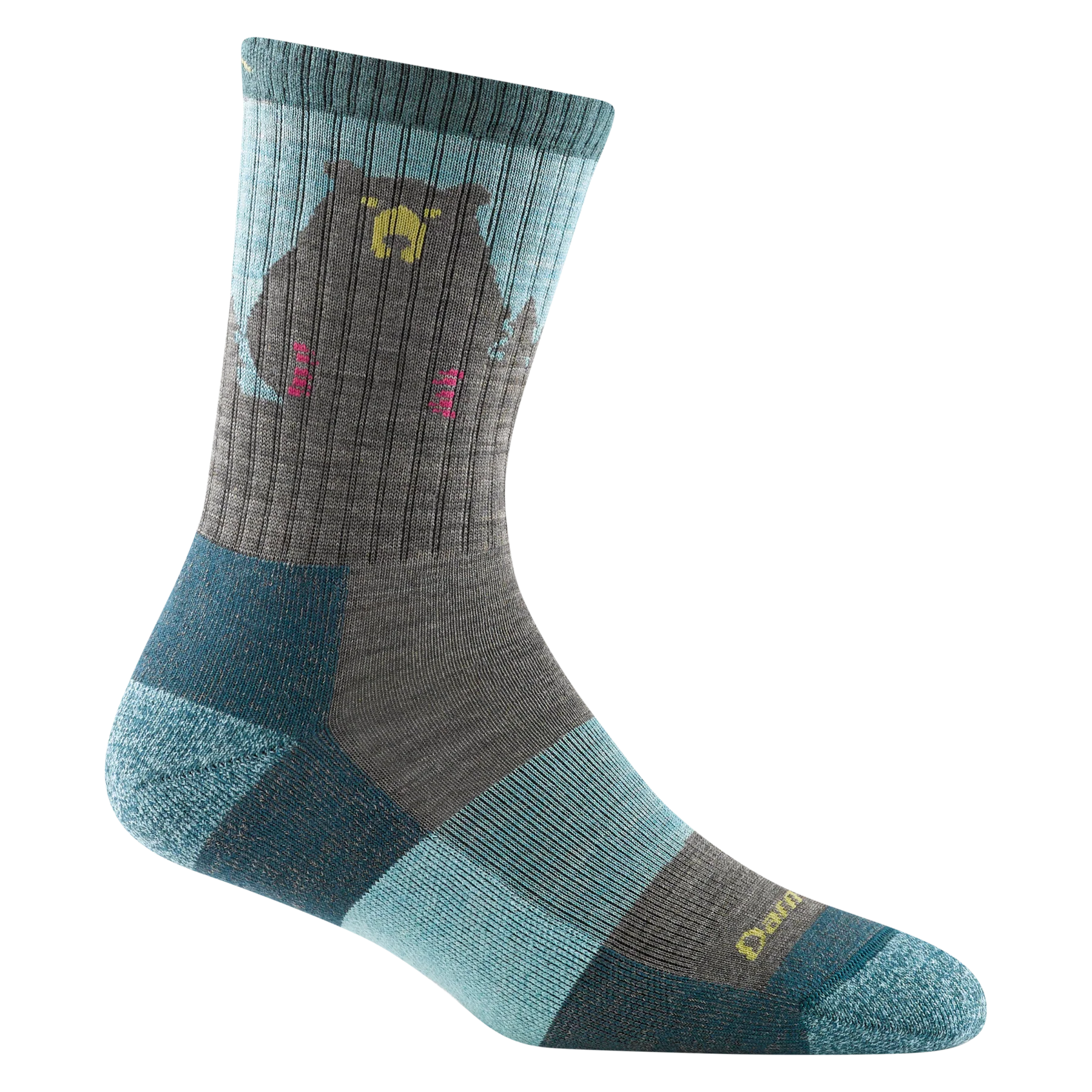 Bear Town Micro Crew Lightweight Hiking Sock - Women by Darn Tough in blue and grey with Merino Wool, cushioned and anti-funk, ideal for hiking