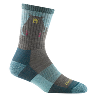 Bear Town Micro Crew Lightweight Hiking Sock - Women by Darn Tough in blue and grey with Merino Wool, cushioned and anti-funk, ideal for hiking