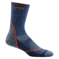 Light Hiker Micro Crew Lightweight Hiking Sock - Men by Darn Tough in blue and orange with breathable mesh panels and smooth ribbing upper for hiking