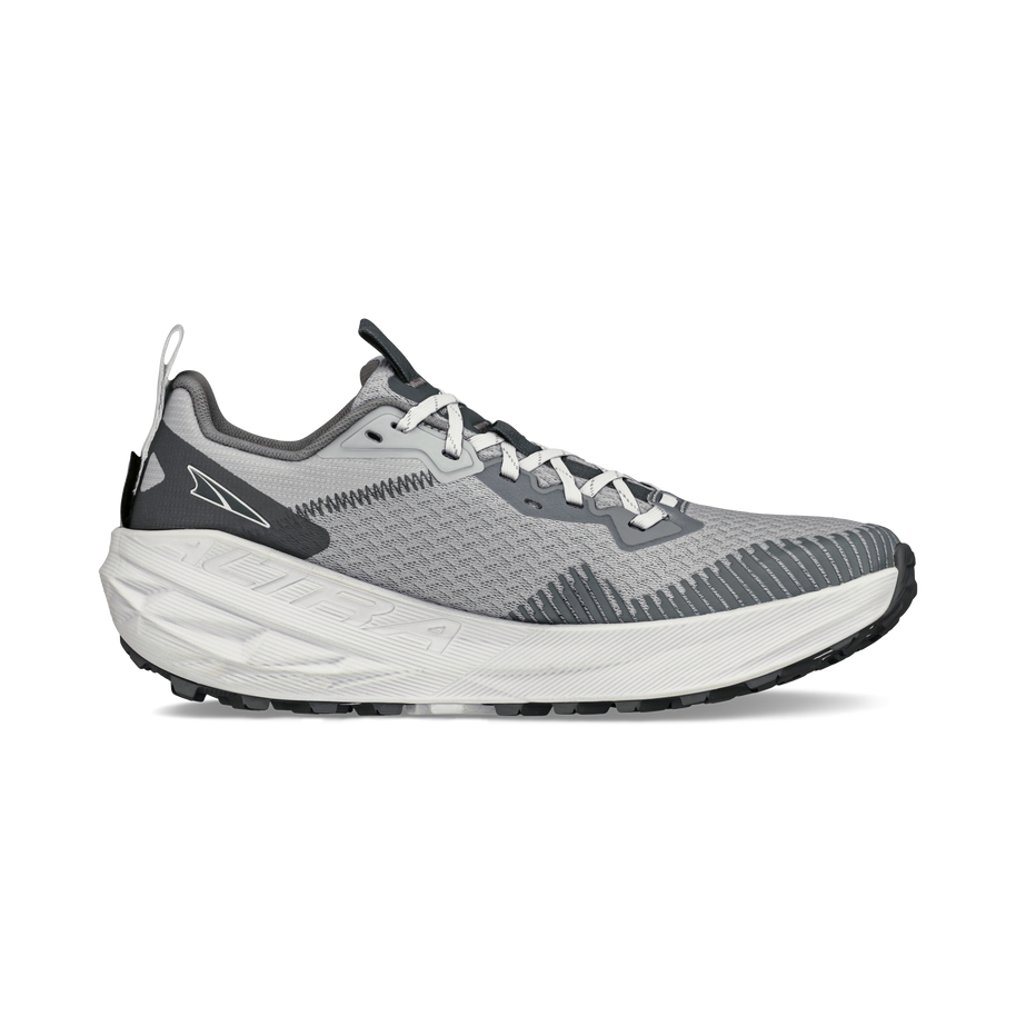 Experience Wild 2 - Women by Altra Footwear in grey and white, lightweight trail running shoe with grippy sole and breathable mesh upper designed for performance