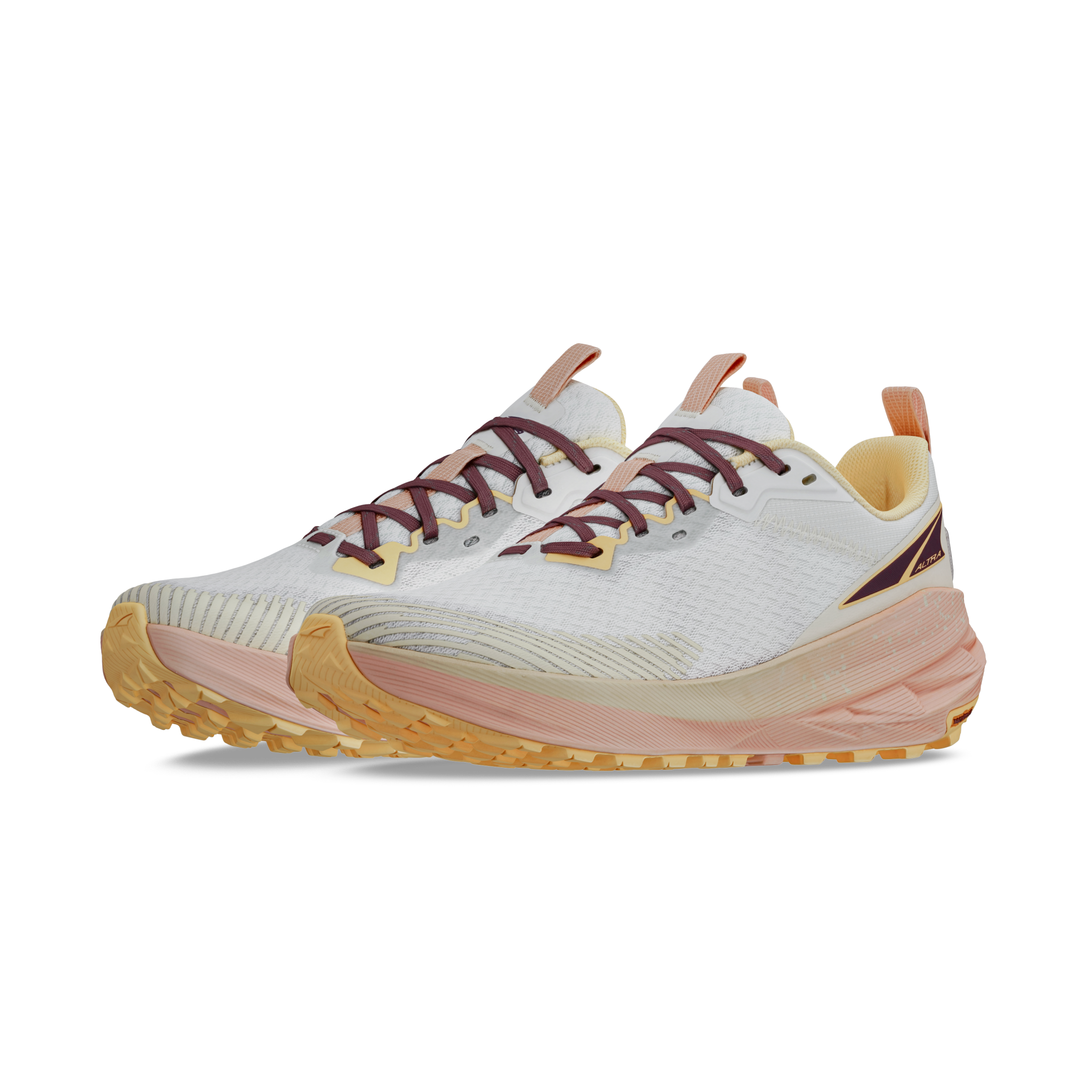 Experience Wild 2 - Women by Altra Footwear in beige and pink lightweight trail running shoe with grippy sole and breathable mesh upper for performance