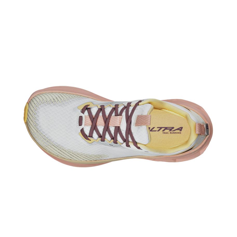 Experience Wild 2 - Women by Altra Footwear in white and peach, lightweight trail running shoe with breathable mesh upper for performance and grip