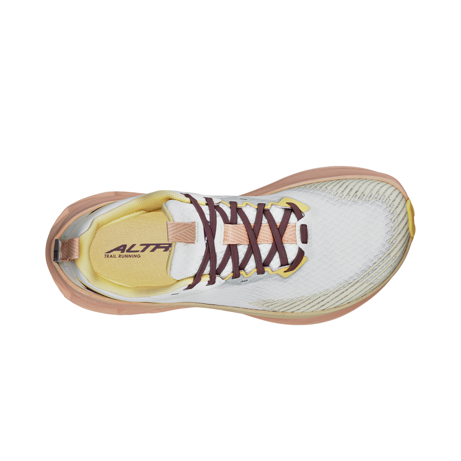 Experience Wild 2 - Women by Altra Footwear in white and peach with breathable mesh upper, lightweight trail running shoe for performance and grip