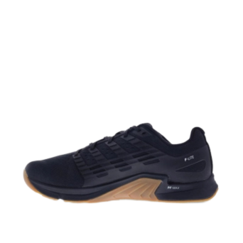 F-Lite Wide - Women by Inov8 in black and tan, flexible versatile cross training shoe for running, lifting, jumping, and climbing