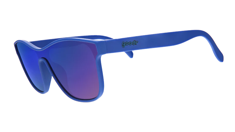 Best Dystopia Ever by Goodr in futuristic blue with innovative VRG lenses, stylish sunglasses ideal for outdoor wear and sun protection