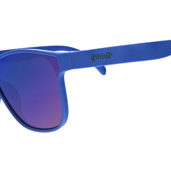 Best Dystopia Ever by Goodr in futuristic blue with innovative VRG lenses, stylish sunglasses ideal for outdoor wear and sun protection