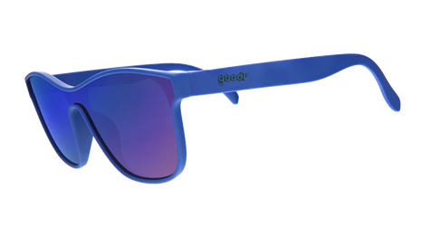 Best Dystopia Ever by Goodr in futuristic blue with innovative VRG lenses, stylish sunglasses ideal for outdoor wear and sun protection