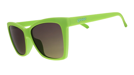 Born To Be Envied by Goodr in lime green with black lenses, edgy Pop G glasses offering eye protection and bold style for outdoor use