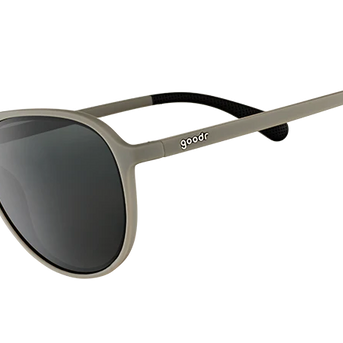 Clubhouse Closeout by Goodr in black and gray aviator sunglasses with polarized lenses, no slip, no bounce, ideal for golf and clubhouse use