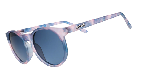 Embracing My Inner Meteorologist by Goodr in stormy pink-gray, lightweight sunglasses ideal for outdoor running and casual wear