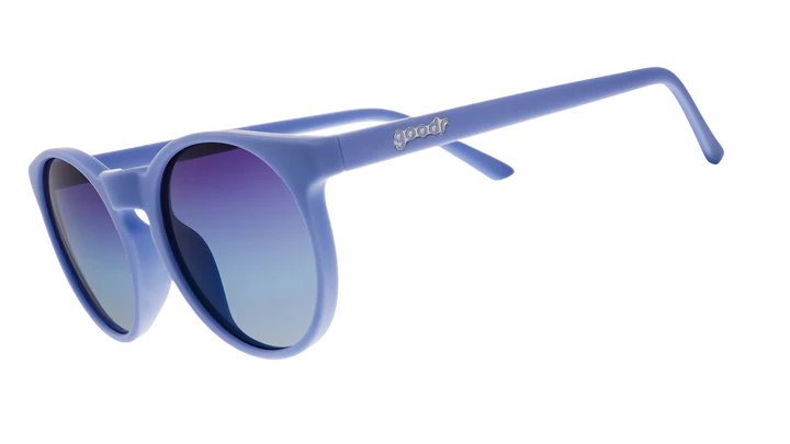 La Vie en Violette by Goodr in light blue frames with gradient dark blue lenses, sunglasses ideal for summer runs and outdoor use