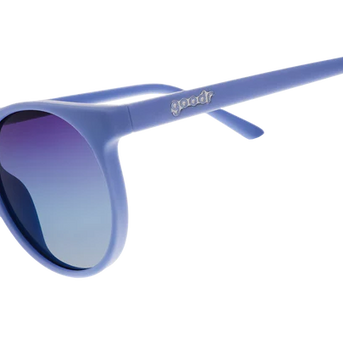 La Vie en Violette by Goodr in light blue frames with gradient dark blue lenses, sunglasses ideal for summer runs and outdoor use