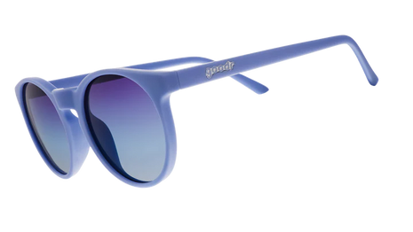 La Vie en Violette by Goodr in light blue frames with gradient dark blue lenses, sunglasses ideal for summer runs and outdoor use