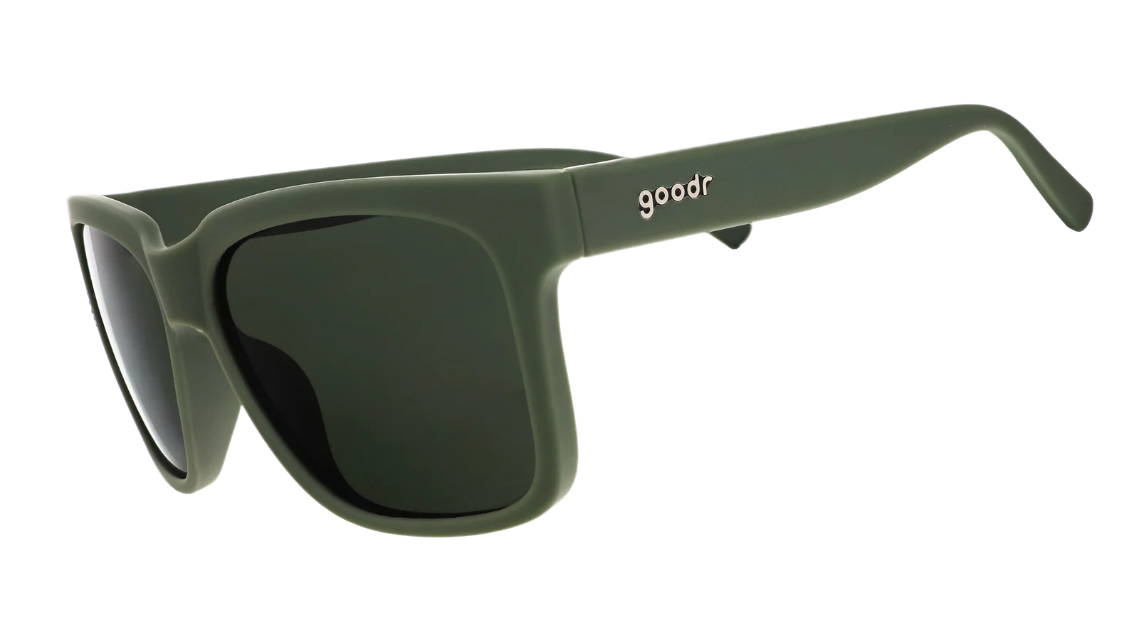 Lazy River Royalty by Goodr in dark green Tidal G frames with green water-repellent lenses, floating sunglasses for pool and outdoor use