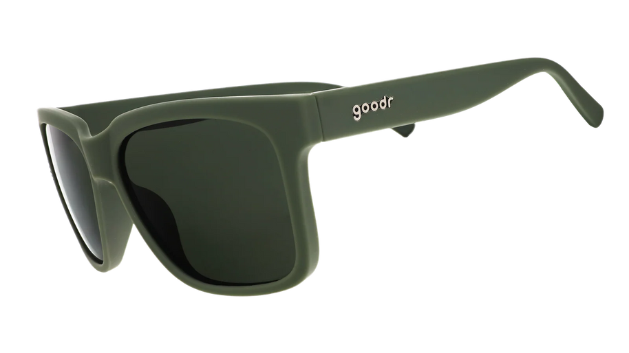 Lazy River Royalty by Goodr in dark green Tidal G frames with green water-repellent lenses, floating sunglasses for pool and outdoor use