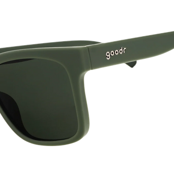 Lazy River Royalty by Goodr in dark green Tidal G frames with green water-repellent lenses, floating sunglasses for pool and outdoor use
