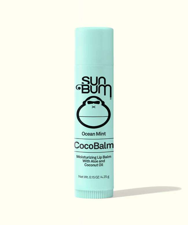 CocoBalm Lip Balm Ocean Mint by Sun Bum in light blue, moisturizing with aloe and coconut oil for smooth lips