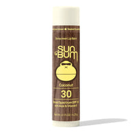 Lipbalm SPF 30 by Sun Bum in brown and cream, coconut variant with Aloe and Vitamin E for moisturizing and sun protection