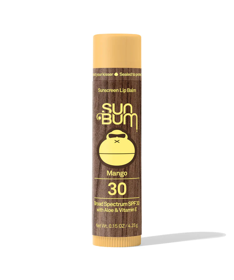 Lipbalm SPF 30 by Sun Bum in mango with Aloe and Vitamin E, moisturizing sunscreen lip balm for daily sun protection and hydration