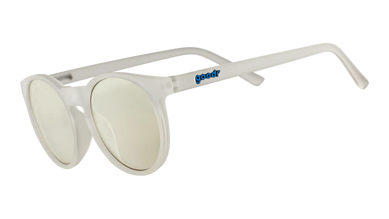 Stop, Drop, and Scroll by Goodr in clear frame with blue light-blocking lenses, lightweight glasses ideal for screen use at home or work