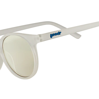 Stop, Drop, and Scroll by Goodr in clear frame with blue light-blocking lenses, lightweight glasses ideal for screen use at home or work