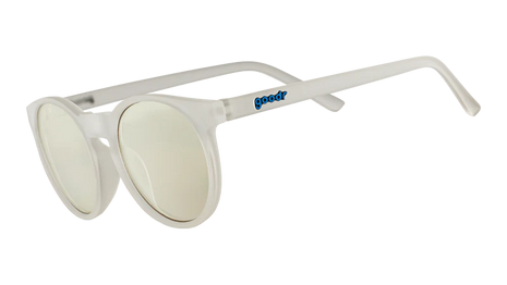 Stop, Drop, and Scroll by Goodr in clear frame with blue light-blocking lenses, lightweight glasses ideal for screen use at home or work