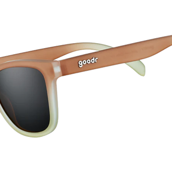 Three Parts Tee by Goodr in brown gradient with polarized high contrast lenses, ideal for golf and outdoor celebration use