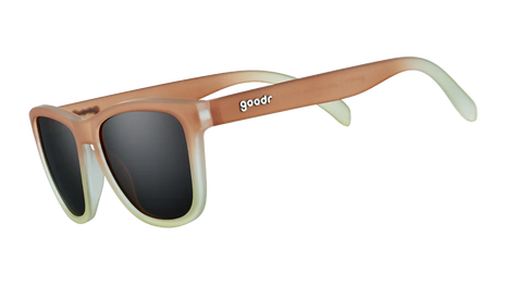 Three Parts Tee by Goodr in brown gradient with polarized high contrast lenses, ideal for golf and outdoor celebration use