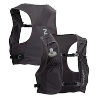 Pinnacle Run Lite Vest by Nathan in black, ultra-lightweight breathable hydration vest with storage for road and trail running