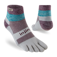 Trail Midweight Mini-Crew - Unisex by Injinji in purple, turquoise, and white cushioned toesocks for trail running and hiking comfort and support