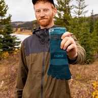 Trail Midweight Mini-Crew - Unisex by Injinji in blue tones, cushioned toesock for agile trail running and hiking comfort and support