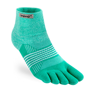 Trail Midweight Mini-Crew - Women by Injinji in teal, cushioned toesock designed for comfort, agility, and support on uneven trails
