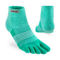 Trail Midweight Mini-Crew - Women by Injinji in turquoise, cushioned toesock for comfort, support, and agility on uneven trails