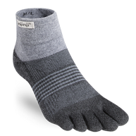 Trail Midweight Mini-Crew - Women by Injinji in grey tones, cushioned toesock designed for trail running and hiking comfort and support