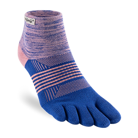 Trail Midweight Mini-Crew - Women by Injinji in purple and pink cushioned toesock for running and hiking with support and agility