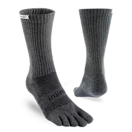 Trail Midweight Crew - Unisex by Injinji in dark grey toesocks, designed for blister prevention and rugged trail running and hiking.