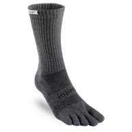 Trail Midweight Crew - Unisex by Injinji in dark grey, toesock design reduces friction, ideal for long runs and rugged hikes
