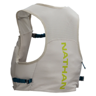 Pinnacle Run Lite Vest by Nathan in light beige with breathable, ultra-lightweight design and hydration storage for road and trail running