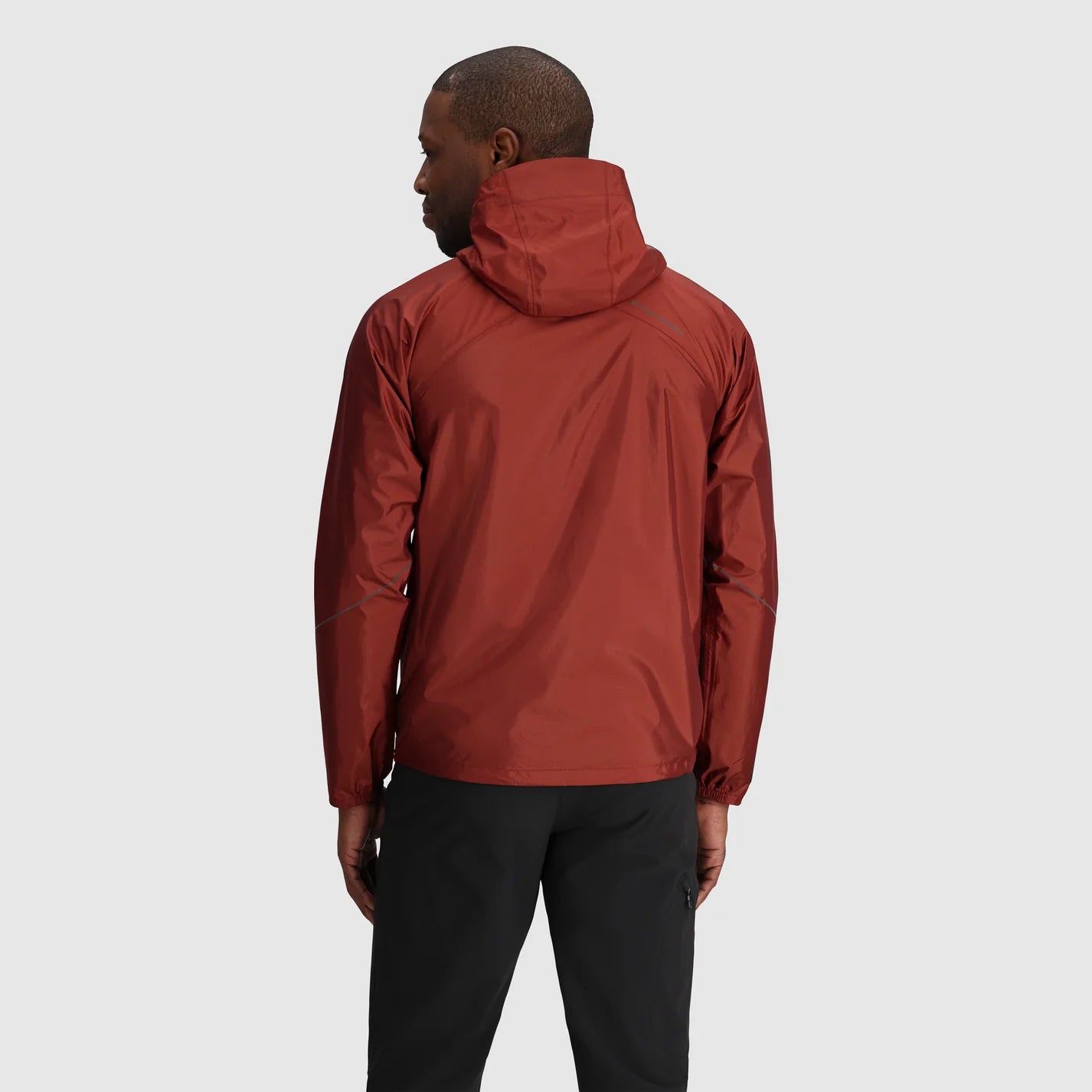 Helium Rain Jacket - Men in rust by Outdoor Research, lightweight waterproof jacket with durable protection ideal for outdoor use and travel