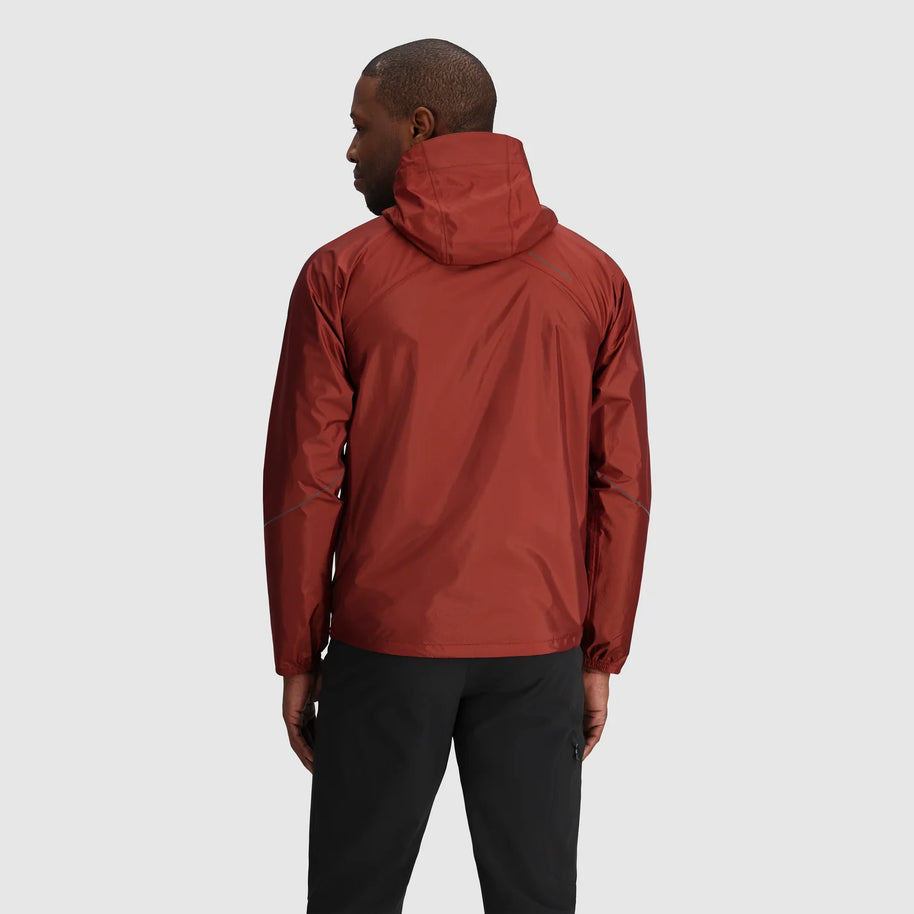 Helium Rain Jacket - Men in rust by Outdoor Research, lightweight waterproof jacket with durable protection ideal for outdoor use and travel